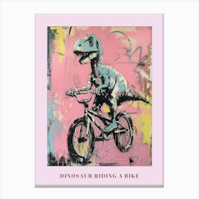 Dinosaur On A Bike Pink Purple Graffiti Style Illustration 2 Poster Canvas Print