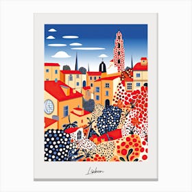 Poster Of Lisbon, Illustration In The Style Of Pop Art 3 Canvas Print
