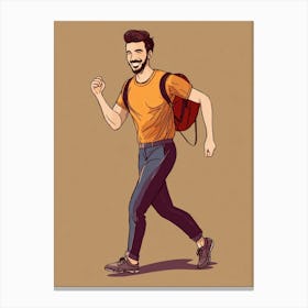 Young Man With Backpack Canvas Print
