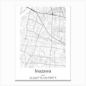 Inazawa,Japan Minimalist Map Stampe su tela