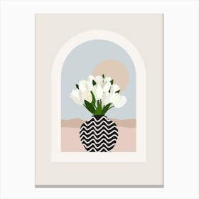 Tulips In A Vase – Neutral Canvas Print