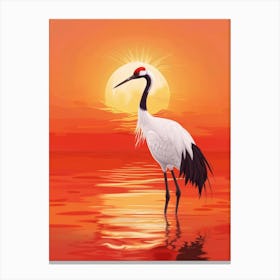 Crane At Sunset 1 Canvas Print