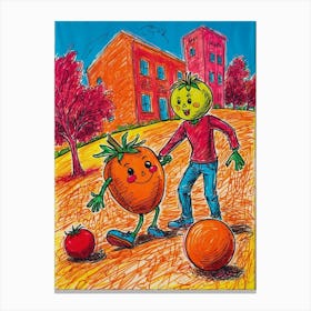 Boy And An Orange Canvas Print