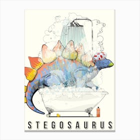Dinosaur Stegosaurus In The Shower Canvas Print