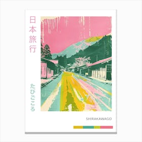 Shirakawago Japan Duotone Silkscreen Poster 3 Canvas Print