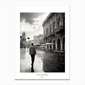 Poster Of Palermo, Italy, Black And White Analogue Photography 4 Canvas Print