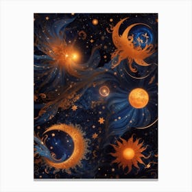 Sun, Moon And Stars Canvas Print