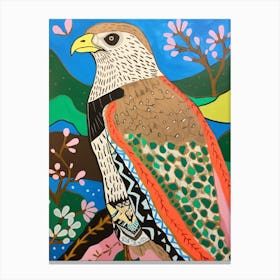Maximalist Animal Painting Hawk 1 Canvas Print