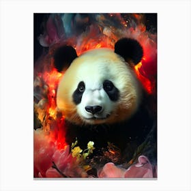 Panda Bear In Fire Canvas Print