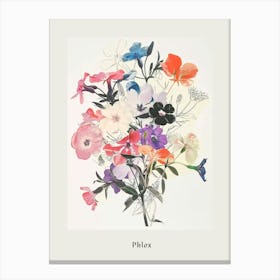 Phlox 3 Collage Flower Bouquet Poster Canvas Print