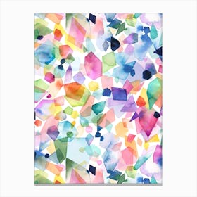 Colorful Watercolor Crystals And Gems Canvas Print