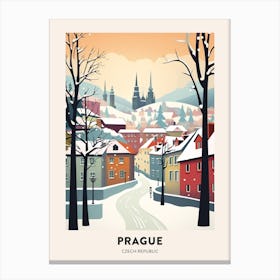 Vintage Winter Travel Poster Prague Czech Republic 2 Canvas Print