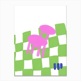 Checkered Green Pink Chair Canvas Print