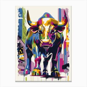 Wall Street Bull New York Colourful Silkscreen Illustration 1 Canvas Print