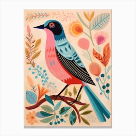 Pink Scandi Bird 1 Canvas Print