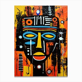 African tribe man, Basquiat style Canvas Print