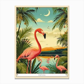 Greater Flamingo Portugal Tropical Illustration 4 Poster Canvas Print