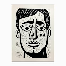 Linocut Face Wide Eyes Canvas Print