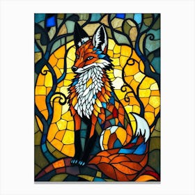 Stained Glass Fox 4 Canvas Print