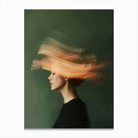 Woman With Hair In Wind Canvas Print