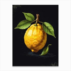 Lemon Isolated On Black Background Canvas Print