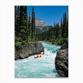 A River Carving Through A Wilderness Of Mountains Lush With Greenery And Dense Forests Waterfall C Canvas Print