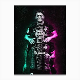 Lewandowski And Gavi Canvas Print