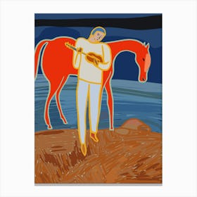 Music Man And A Horse Canvas Print