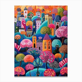 Kitsch Colourful Bangkok Inspired Cityscape  3 Canvas Print