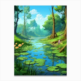 Swamp And Wetlands Cartoon 1 Canvas Print