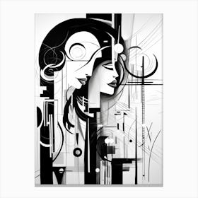 Enigmatic Encounter Abstract Black And White 7 Canvas Print