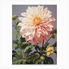 Dahlia 2 Flower Painting Canvas Print