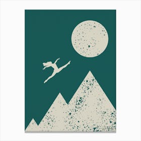 Go to the Moon Mineral Green Background Canvas Print