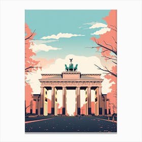 The Brandenburg Gate   Berlin, Germany   Cute Botanical Illustration Travel 2 Canvas Print