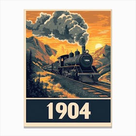 Aihrgdesign A Retro Poster Of A Steam Locomotive Traveling Th 0e80c41e Ac89 4bff 9ce9 052186e5b745 3 Canvas Print