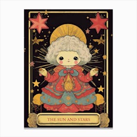 Tarot Card The Sun And Stars Canvas Print