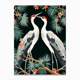 Crane Tsuru Japanese Style Illustration 12 Canvas Print