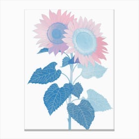 Blue And Pink Sunflowers 2 Canvas Print