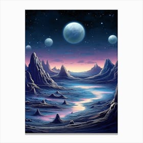 Lunar Landscape Pixel Art 3 Canvas Print