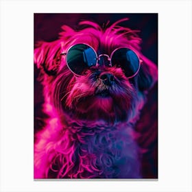 Beautiful Dog Under Neon Lights 24 Canvas Print