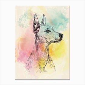Colourful Watercolour Italian Greyhound Dog Line Illustration Canvas Print