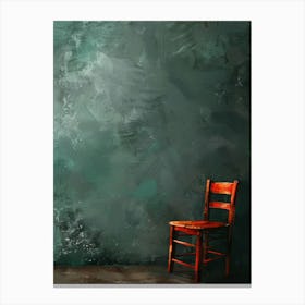 Chair In Front Of A Green Wall Canvas Print