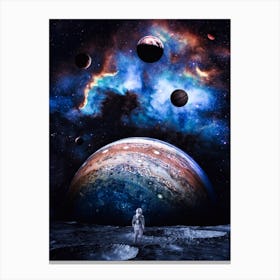 Astronaut Looking Jupiter On Moon 1 Canvas Print