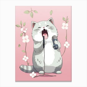 Kawaii Cat Drawings Singing 1 Canvas Print