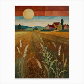 Sunset In The Wheat Field 1 Canvas Print