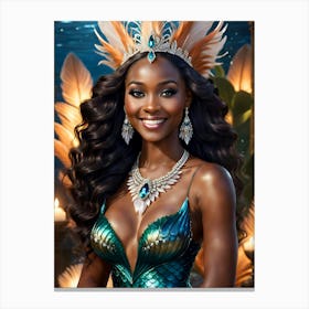 African American Mermaid Goddess Canvas Print