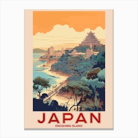 Enoshima Island, Visit Japan Vintage Travel Art 2 Canvas Print