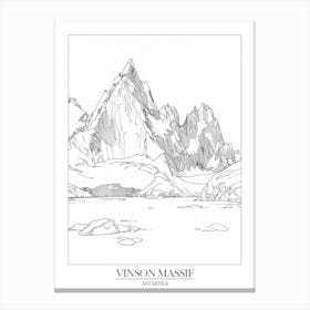 Vinson Massif Antarctica Line Drawing 6 Poster Canvas Print