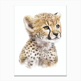 Baby Cheetah Art Watercolor Painting Portrait  Canvas Print