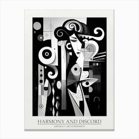 Harmony And Discord Abstract Black And White 7 Poster Canvas Print